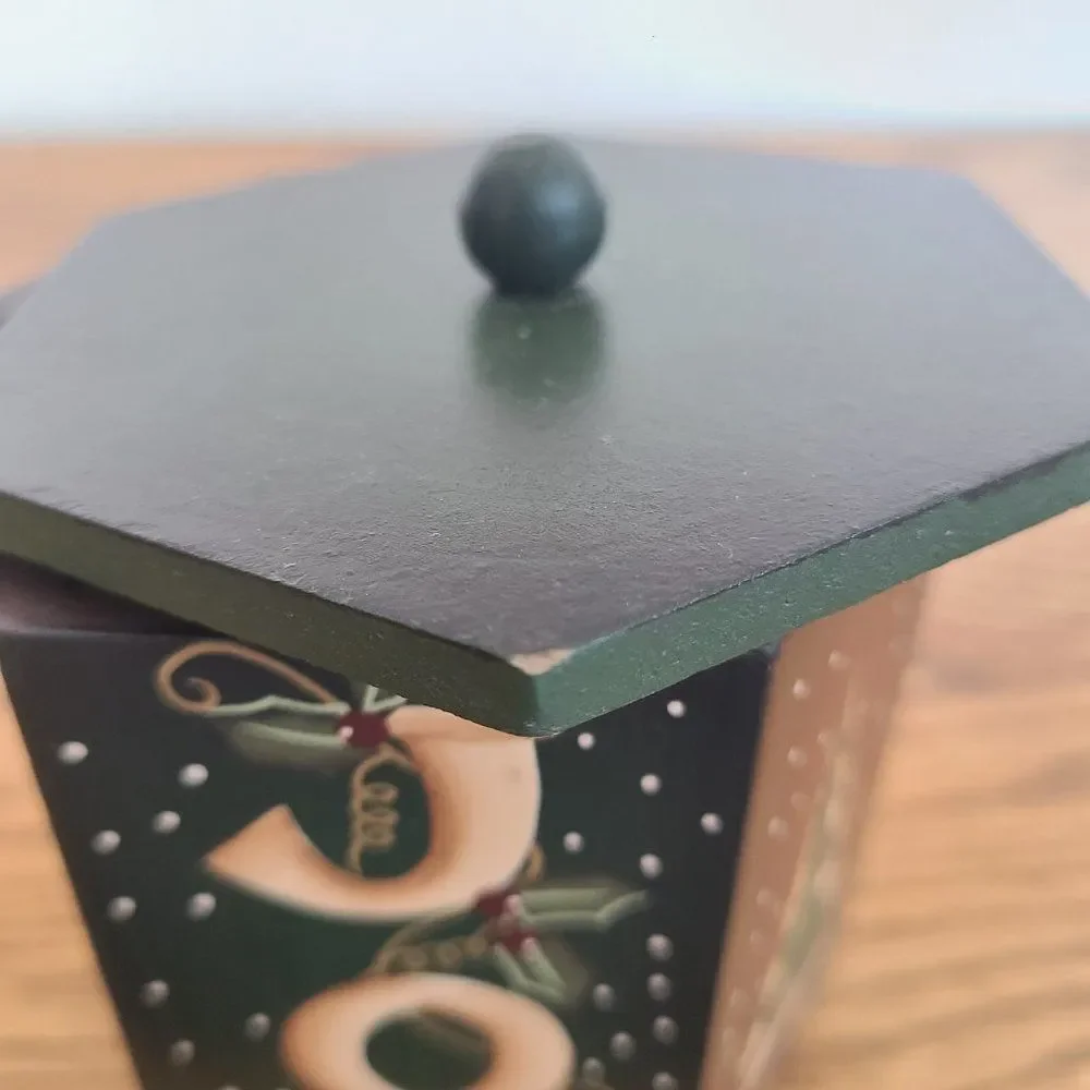 Crazy Mountain Vintage Christmas Votive Candle Holder Wooden Box With Lid